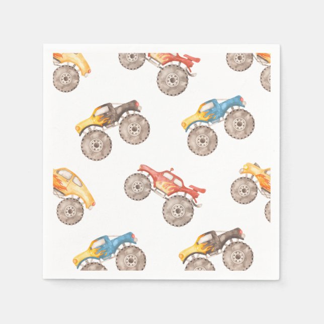 Guardanapo De Papel Monster Truck Party Napkins | Monster Trucks (Frente)