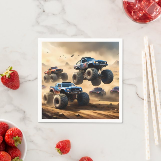 Guardanapo De Papel Monster Trucks Correndo No Deserto, (Insitu)