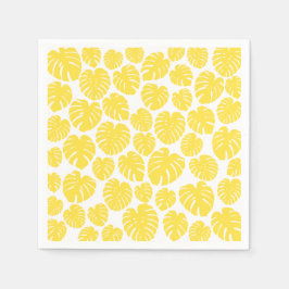 Guardanapo De Papel Monstera - Amarelo-limão-branco
