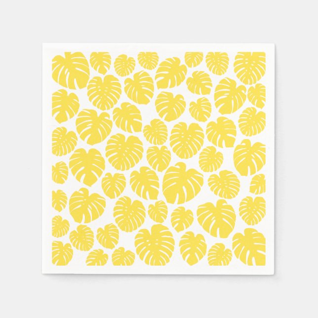 Guardanapo De Papel Monstera - Amarelo-limão-branco (Frente)