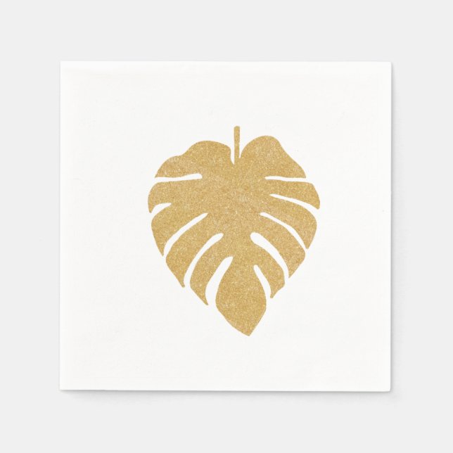 Guardanapo De Papel Monstera Leaf Napkin Dourado (Frente)