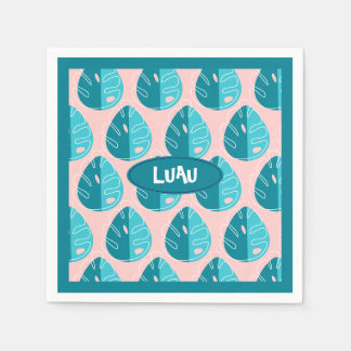 Guardanapo De Papel Monstera Leaves - Blue and Pink