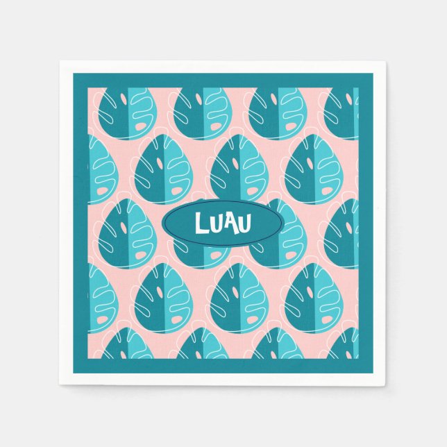 Guardanapo De Papel Monstera Leaves - Blue and Pink (Frente)
