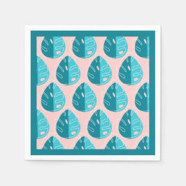 Guardanapo De Papel Monstera Leaves - Blue and Pink