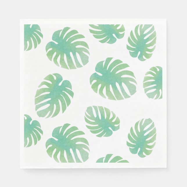 Guardanapo De Papel Monstera Tropical Leaf Pattern Green (Frente)