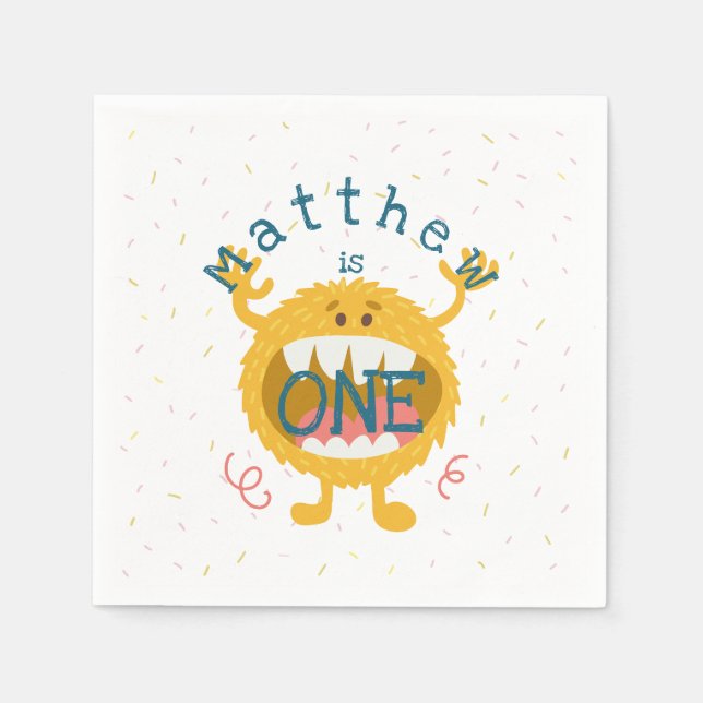 Guardanapo De Papel Monstro Amarelo Cute Personalizável (Frente)