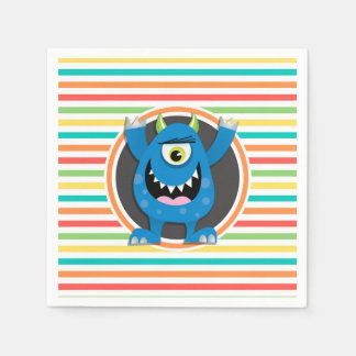 Guardanapo De Papel Monstro Azul; Bright Rainbow Stripes