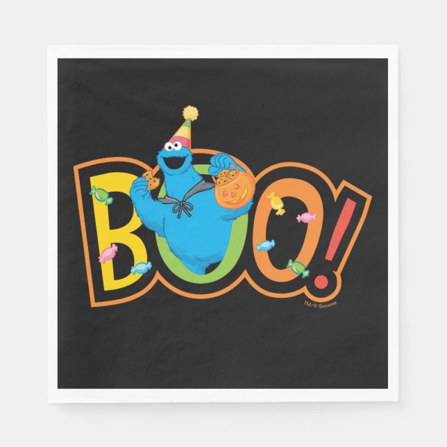 Guardanapo De Papel Monstro de cookies | Halloween Boo! (Frente)