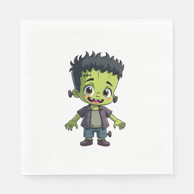 Guardanapo De Papel Monstro de Frankenstein - Cartoon de Halloween bon (Frente)