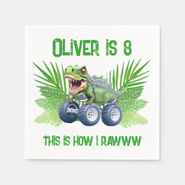 Guardanapo De Papel Monstro do Dinossauro, caminhão personalizado de a (Frente)