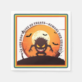 Guardanapo De Papel Monstro Peludo de Halloween: Travessura ou Gostosu