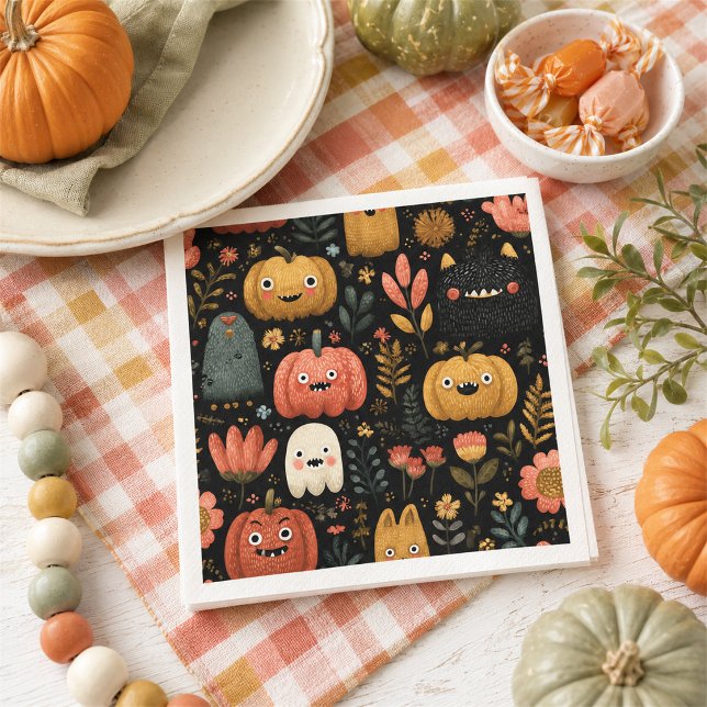 Guardanapo De Papel Monstros e Abóboras de Halloween Lindos (Criador carregado)