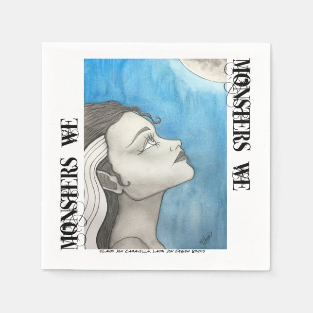 Guardanapo De Papel Monstros Nós Cocktail Napkins - Halloween - Paper (Frente)