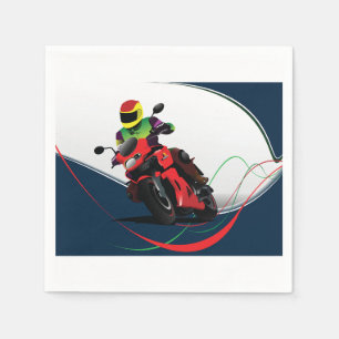 Guardanapo De Papel Montando uma motocicleta vermelha