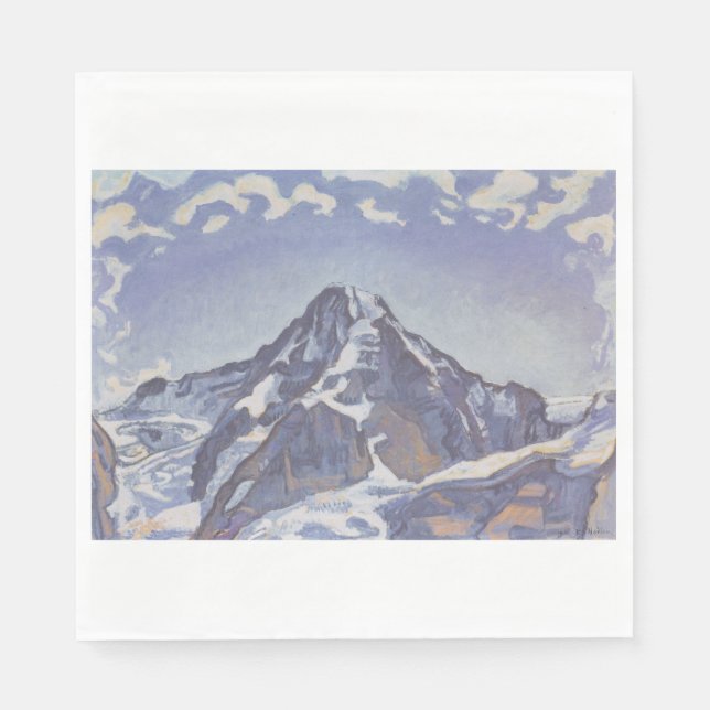 Guardanapo De Papel Montanha Monge Com Nuvens (Ferdinand Hodler) (Frente)