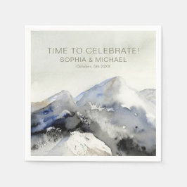 Guardanapo De Papel Montanhas de Aquarela Modelo de Casamento Personal