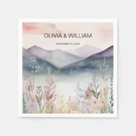 Guardanapo De Papel Montanhas de Primavera Floral de Aquarela