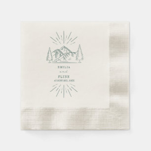Guardanapo De Papel Montanhas Line Art Emerald Wedding
