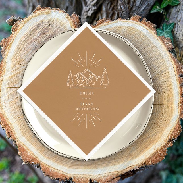 Guardanapo De Papel Montanhas Line Art Goldenrod Casamento (Criador carregado)