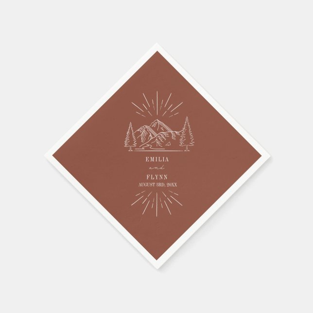 Guardanapo De Papel Montanhas Line Art Terracotta Wedding (Canto)
