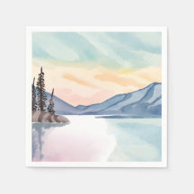 Montanhas Nebulosas | Aquarela Lago Tahoe