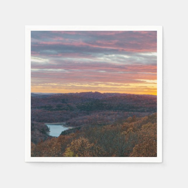 Guardanapo De Papel Montanhas Ozark Outono Papel Sunset Napkin (Frente)