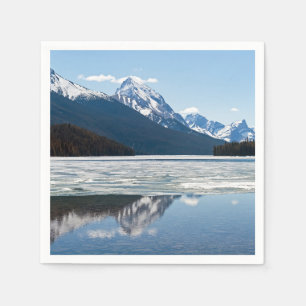 Guardanapo De Papel Montanhas rochosas refletindo no lago de Maligne