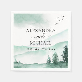 Guardanapo De Papel Montanhas Russas Floresta de Aquarela Moderna