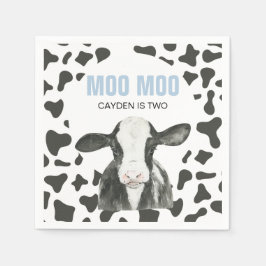 Guardanapo De Papel MOO MOO Eu estou no meu SEGUNDO aniversário de Cow