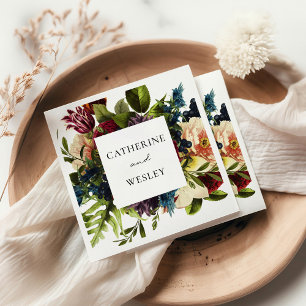 Guardanapo De Papel Moody Floral Burgundy Wedding