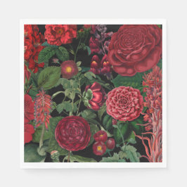 Guardanapo De Papel Moody Florals Black & Burgundy Vintage