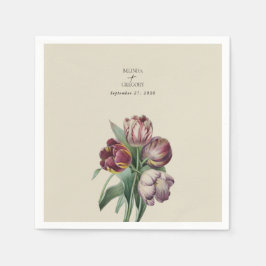Guardanapo De Papel Moody Watercolor Púrpura Tulipas De Casamento Pres