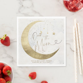 Guardanapo De Papel Moon Stars Planet Twinkle White Clouds Baby Shower