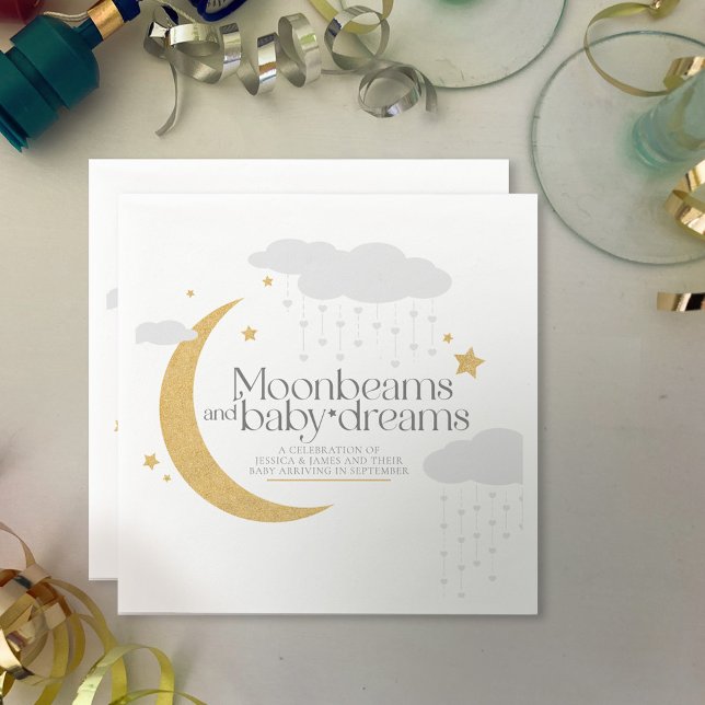 Guardanapo De Papel Moonbeams and baby dreams baby shower gray gold (Criador carregado)