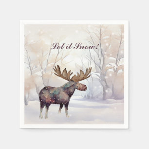 Guardanapo De Papel Moose russa num Natal de floresta nevada
