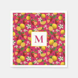 Guardanapo De Papel Morango Fresco e Padrão de Limão