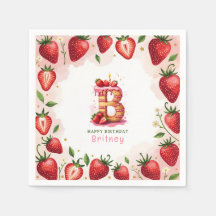 Morango Papel de Aniversário Nápoles - Letra B Bol