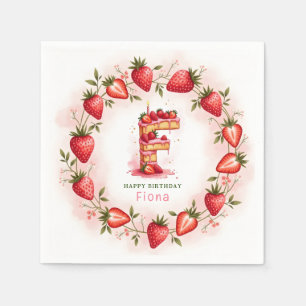 Guardanapo De Papel Morango Papel de Aniversário Nápoles - Letra F Bol