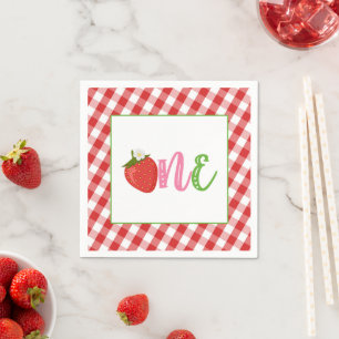 Guardanapo De Papel Morango Primeiro Aniversário Napkin - Um