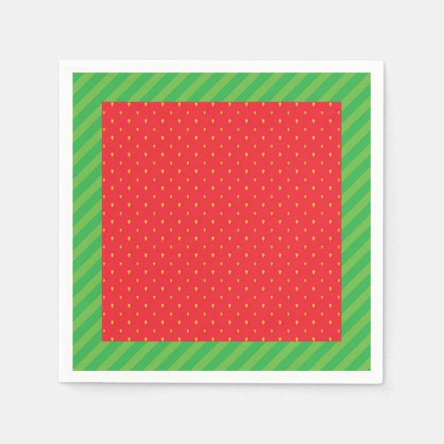 Guardanapo De Papel Morango verão fruta vermelha e verde (Frente)