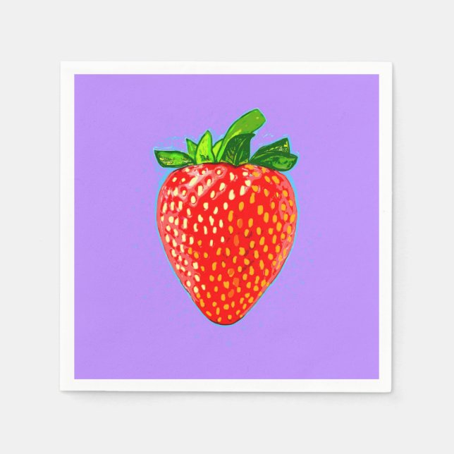 Guardanapo De Papel Morango Vermelho no Estilo de Arte Pop (Frente)