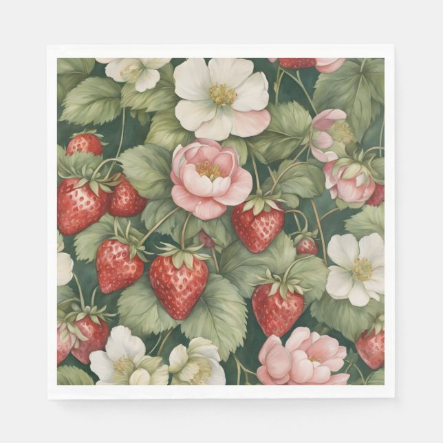 Guardanapo De Papel 'Morangos Berry in Love' e Floral (Frente)