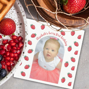 Guardanapo De Papel Morangos Berry Primeiro Arco Fotográfico de Aniver