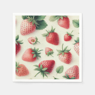 Guardanapo De Papel Morangos com Frutas Vermelhas em Aquarela