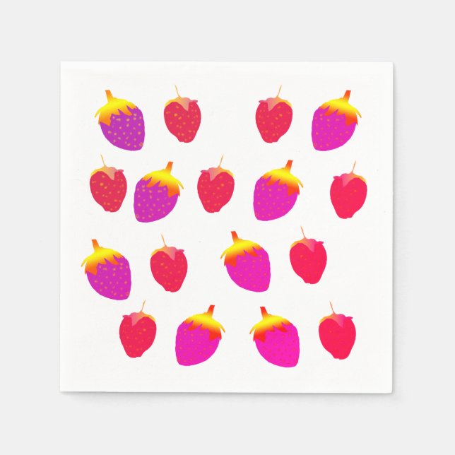 Guardanapo De Papel Morangos, Coquetel do Jardim Napkin (Frente)