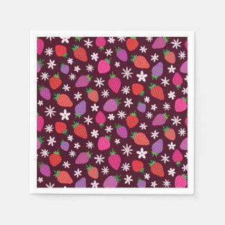 Guardanapo De Papel Morangos e flores brancas