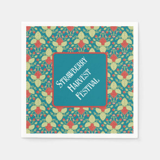 Guardanapo De Papel Morangos vermelhos, Flores, Frutas e Caçadores