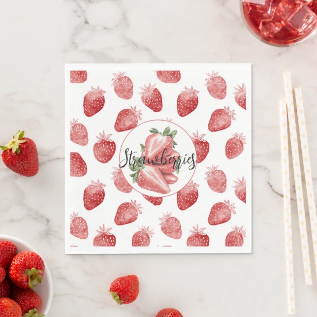 Guardanapo De Papel Morangos Vermelhos Fruta   (Insitu)