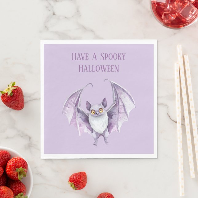 Guardanapo De Papel Morcego Roxo Halloween Assustador   (Insitu)