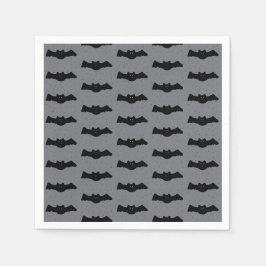 Guardanapo De Papel Morcegos de Halloween Cinza e Preto
